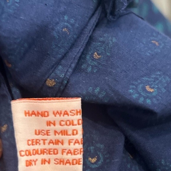 Sabhyata Dress Sleeveless Blue and Green Print Women's Sz L India Dress NEW - Picture 4 of 12